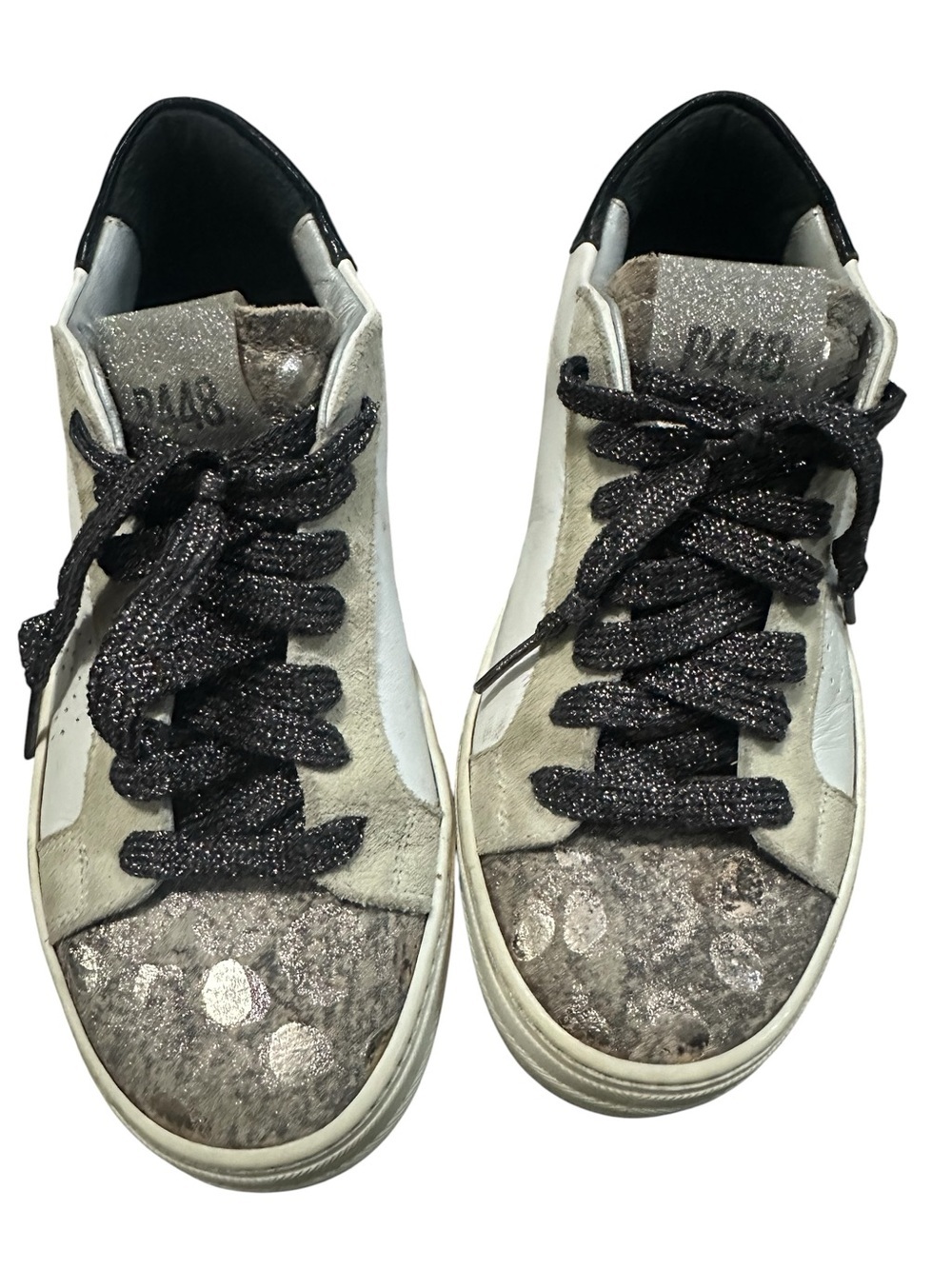 P448 Women's White and Silver Casual Sneakers size 37